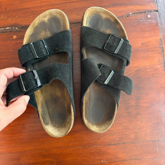 Birkenstock Arizona Sandals Suede Black Size 39 EUC 8.5 - Picture 1 of 6